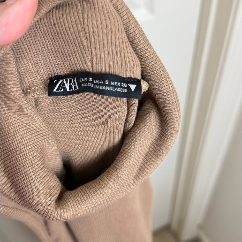 Zara Sleeveless Tan turtle neck midi Dress - Picture 5 of 5